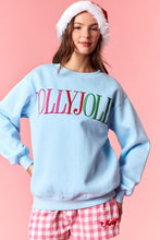 Load image into Gallery viewer, Lt. Blue Holly Jolly Letter Fleece Sweatshirt