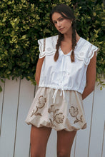 Load image into Gallery viewer, Lt. Olive Embroidery Bubble Mini Skirt