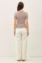 Load image into Gallery viewer, Coco/White Striped Knit SS Top