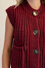 Load image into Gallery viewer, Maroon Frnt Gold Button Knit Vest
