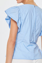 Load image into Gallery viewer, Pale Blue SS V-Neck Back Detail Blouse