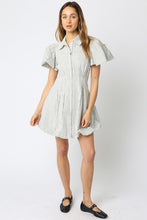 Load image into Gallery viewer, White/Black Striped Zipper Dress
