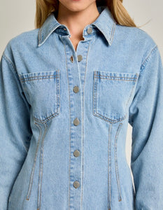 Denim LS Button Frnt Dress