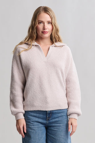 Barefoot Dreams Stone CC Dolman Slv Collared Pullover