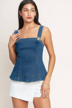 Load image into Gallery viewer, Med. Denim Gold Button Detail Top