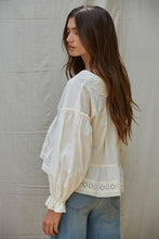 Load image into Gallery viewer, Ivory Eyelet/Lace LS Blouse