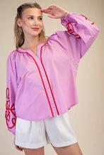 Load image into Gallery viewer, Pink Contrast Detail Puff Slv Blouse