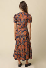 Load image into Gallery viewer, Navy/Rust Printed SS Button Down Dress