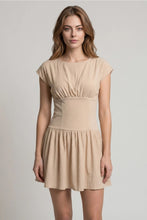 Load image into Gallery viewer, Ecru Textured Fitted Waist Dress