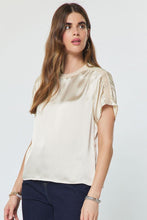 Load image into Gallery viewer, Ecru Satin Shirred Detail SS Top