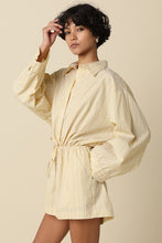 Load image into Gallery viewer, Yellow Striped Drawstring Shirt Romper