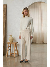 Load image into Gallery viewer, Cream Suede Wide Leg Pant