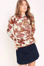 Load image into Gallery viewer, Ivory/Mauve Floral LS Mesh Top