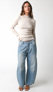 Oatmeal Mock Neck LS Sweater
