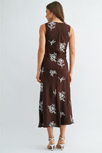Load image into Gallery viewer, Brown Embroidery Slvls Long Dress