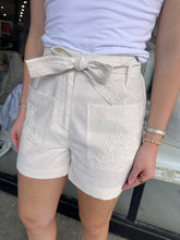 Load image into Gallery viewer, Birch Embroidered Linen Shorts w/ Belt