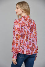 Load image into Gallery viewer, Lavender Multi Print LS Button Down Blouse