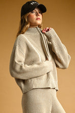 Load image into Gallery viewer, Beige Two Tone Half Zip Knit Sweater