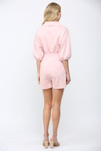 Load image into Gallery viewer, Scuba Soft Frnt Zip Smocked Waist Romper Pastel Pink