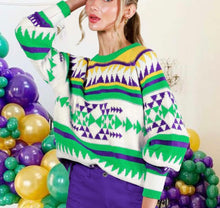 Load image into Gallery viewer, Multi Color Mardi Gras Printed Sweater