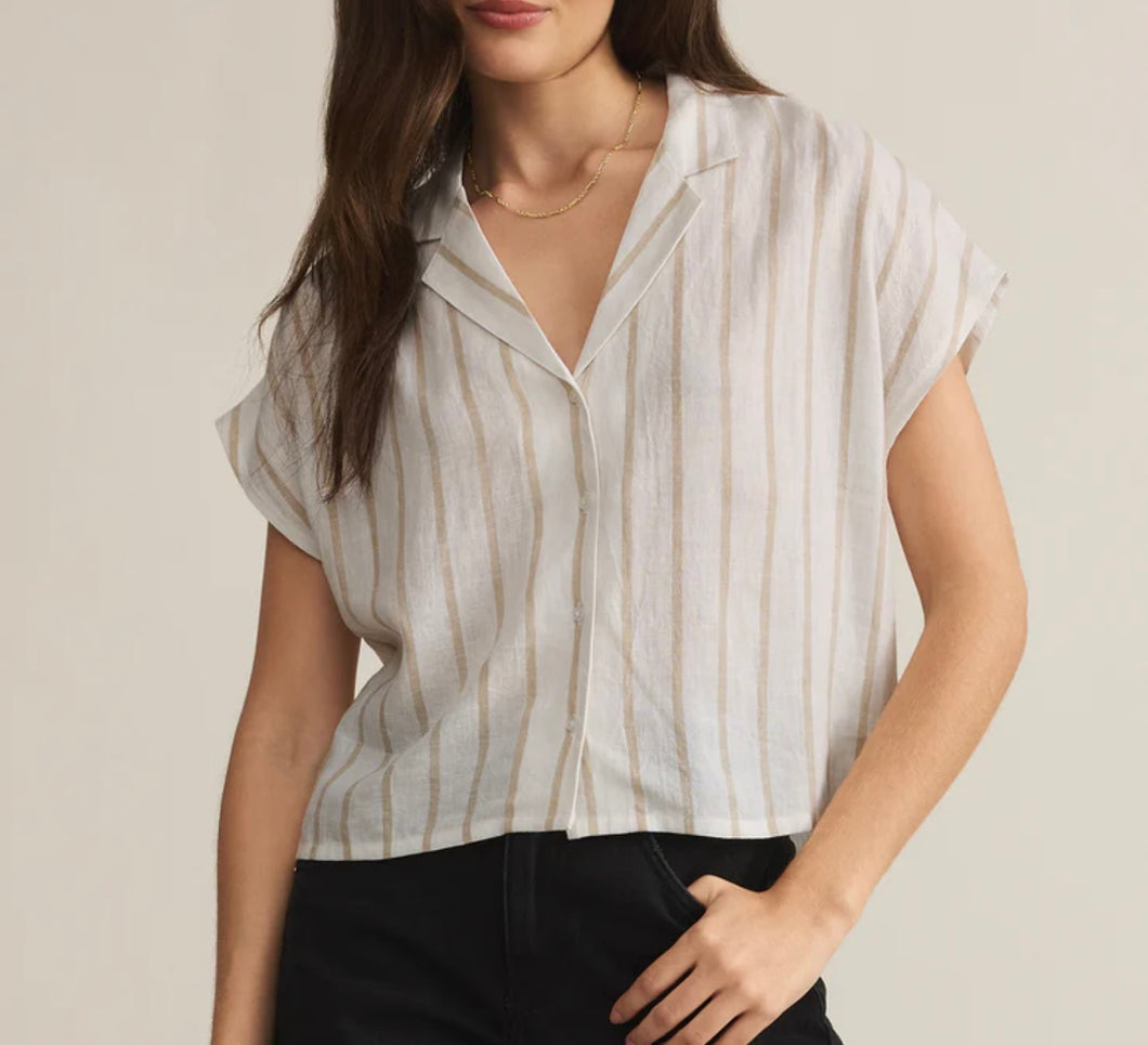 Z Supply Cement Parallel Button Down Top
