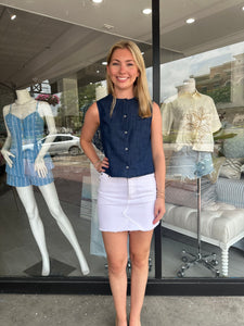 Denim Button Slvls Top