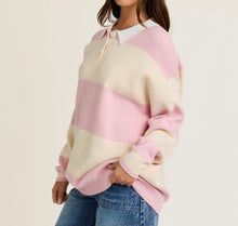 Load image into Gallery viewer, Pink Cream Striped Collar Sweater