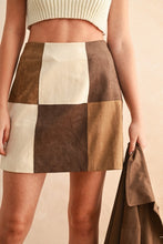 Load image into Gallery viewer, Brown Combo Patch Work Suede Skirt