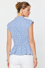Load image into Gallery viewer, Blue/White Polka Dot Frnt Bow Tie Top