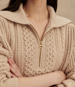 Varley Camello Cable Half Zip 2.0-Parchment