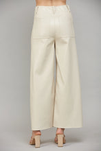Load image into Gallery viewer, Ecru Tuck Detail Leather Flare Pants