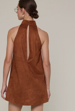 Load image into Gallery viewer, Brown Suede Mock Neck Cutout Dress