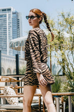 Load image into Gallery viewer, Black/Gold Tiger Print LS Suede Top