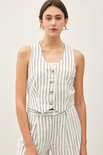Load image into Gallery viewer, Ivory Striped V-Neck Button Up Vest