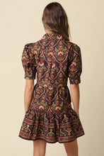 Load image into Gallery viewer, Chocolate Multi Print Tie Waist Dress