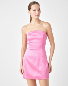 Berry Pink Satin Cross Tie Back Mini Dress