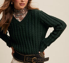 Load image into Gallery viewer, Hunter Green Classic V-Neck Sweater