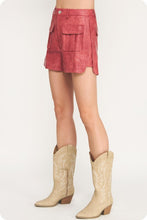 Load image into Gallery viewer, Garnet Rose Side Slit Leather Shorts