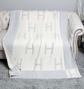 H Patterned Reversible Throw Blanket