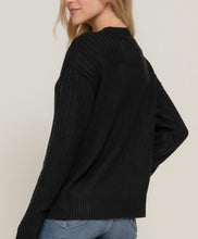 Load image into Gallery viewer, Black Mock Neck Raised Seam Sweater