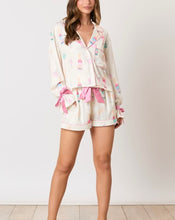 Load image into Gallery viewer, Champagne Glass/Ring Printed PJ Set w/ Ribbon Detail