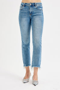 Risen Med. Denim HR Crop Straight Slim Jean