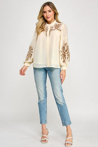 Cream Cutwork Embroidered Woven Blouse
