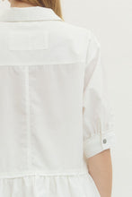 Load image into Gallery viewer, White Ruffle Hem Button Down Top