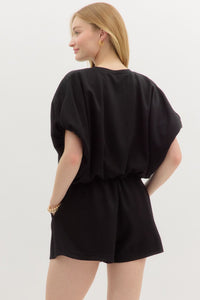 Black Jersey Knit Bubble Hem Set