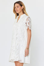 Load image into Gallery viewer, White Lace Overlay Collared Mini Dress