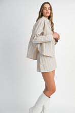 Load image into Gallery viewer, Lt. Taupe Striped LS Button Shirt + Skort Set