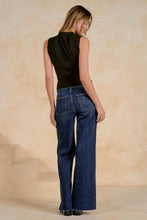 Load image into Gallery viewer, Black Slvls Mock Neck Gold Detail Top