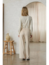 Load image into Gallery viewer, Cream Suede Wide Leg Pant