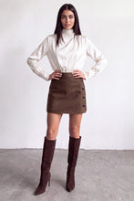 Load image into Gallery viewer, Brown Button Detail Skirt